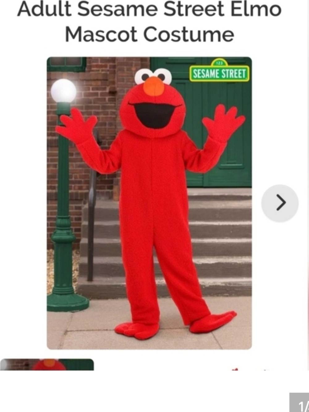 Adult Unisex Sesame Street Elmo  Costume - Red No Head Piece